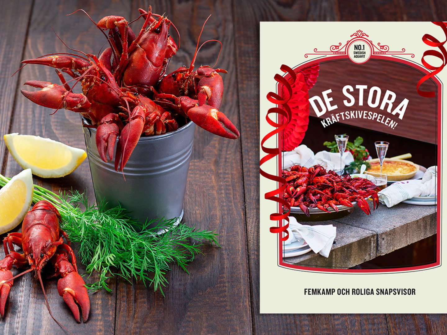 Häfte med snapsvisor och femkamp till kräftskivan