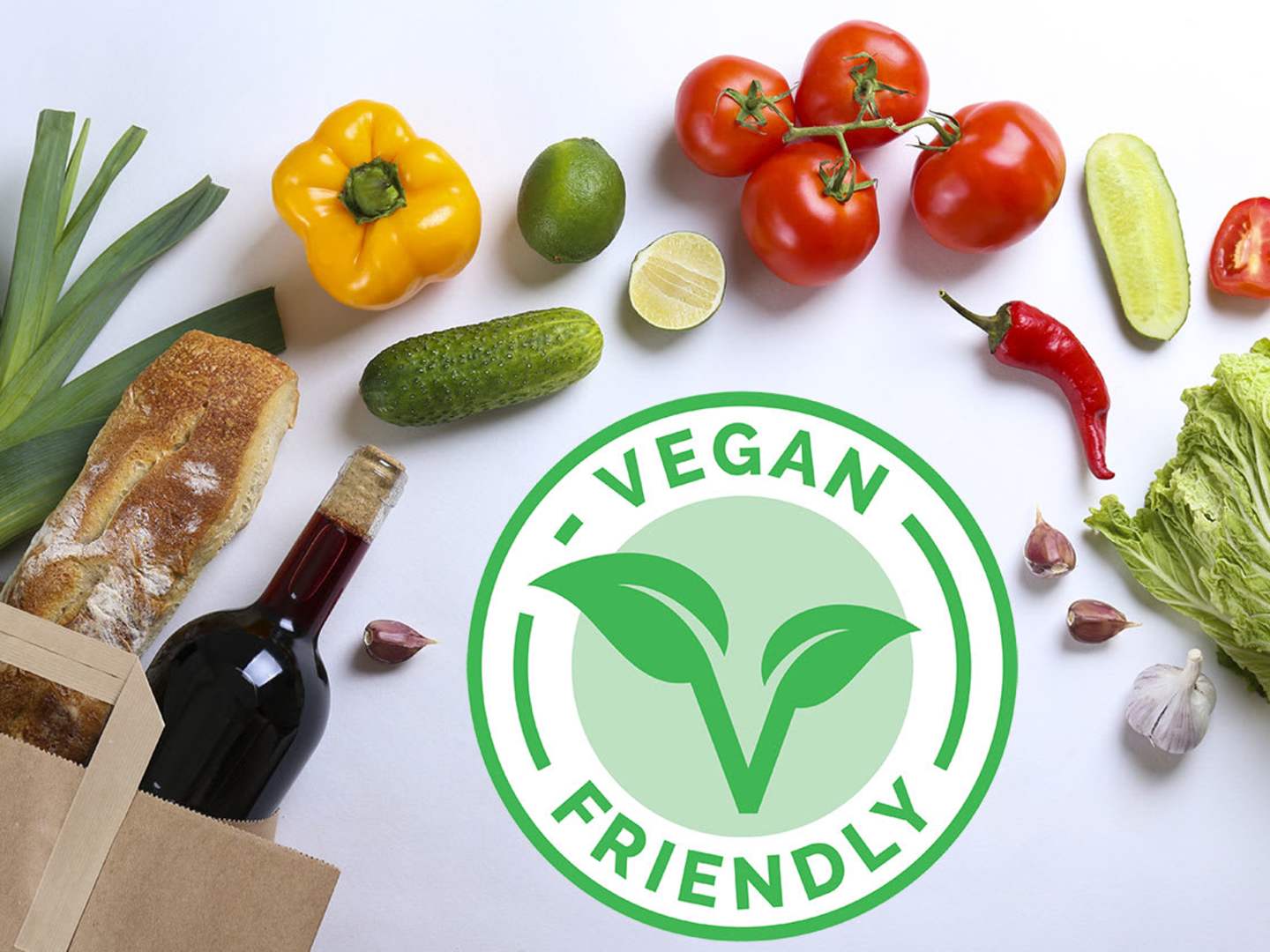 Veganvänligt vin och grönsaker