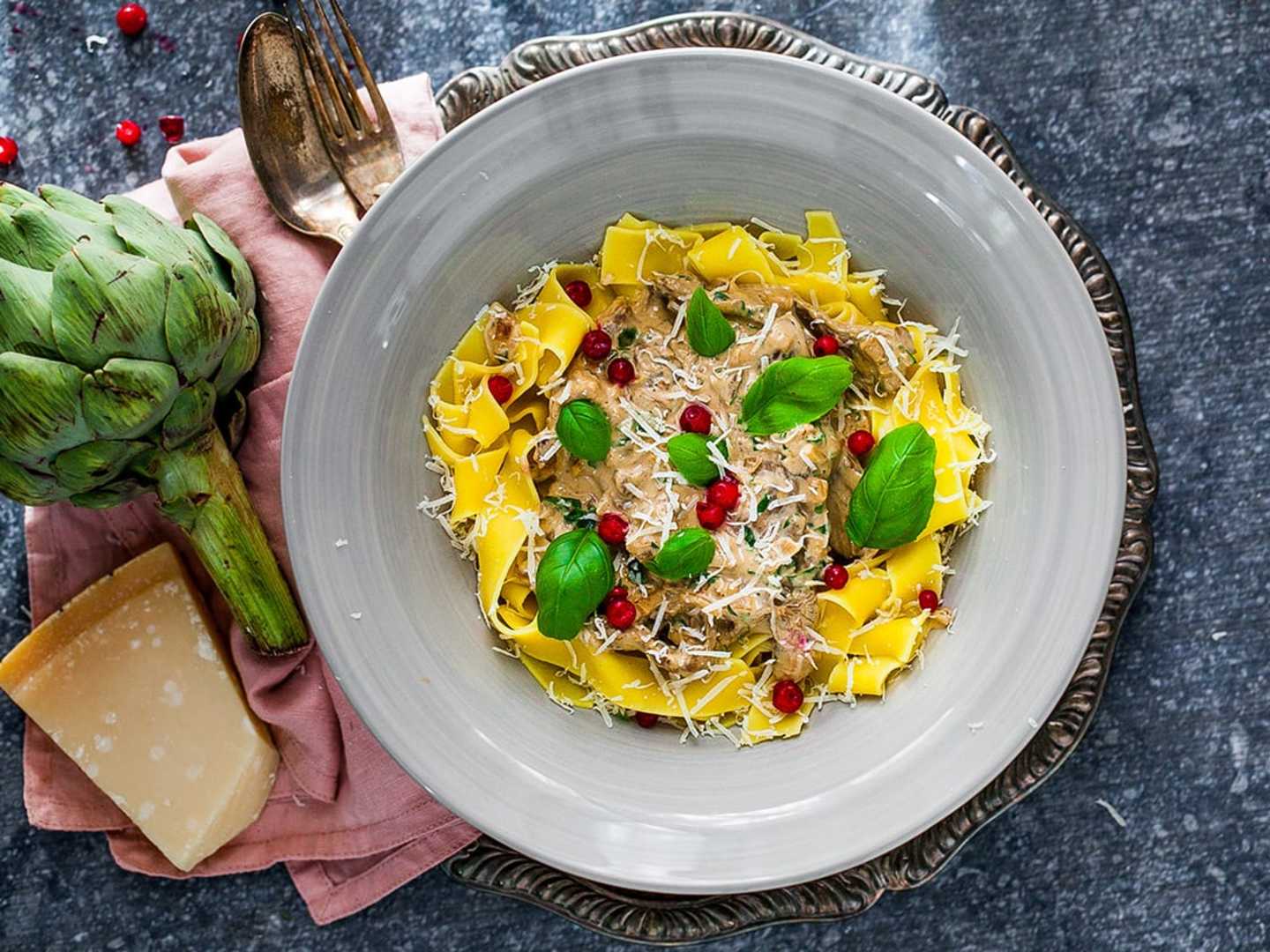 Krämig pasta med vilt