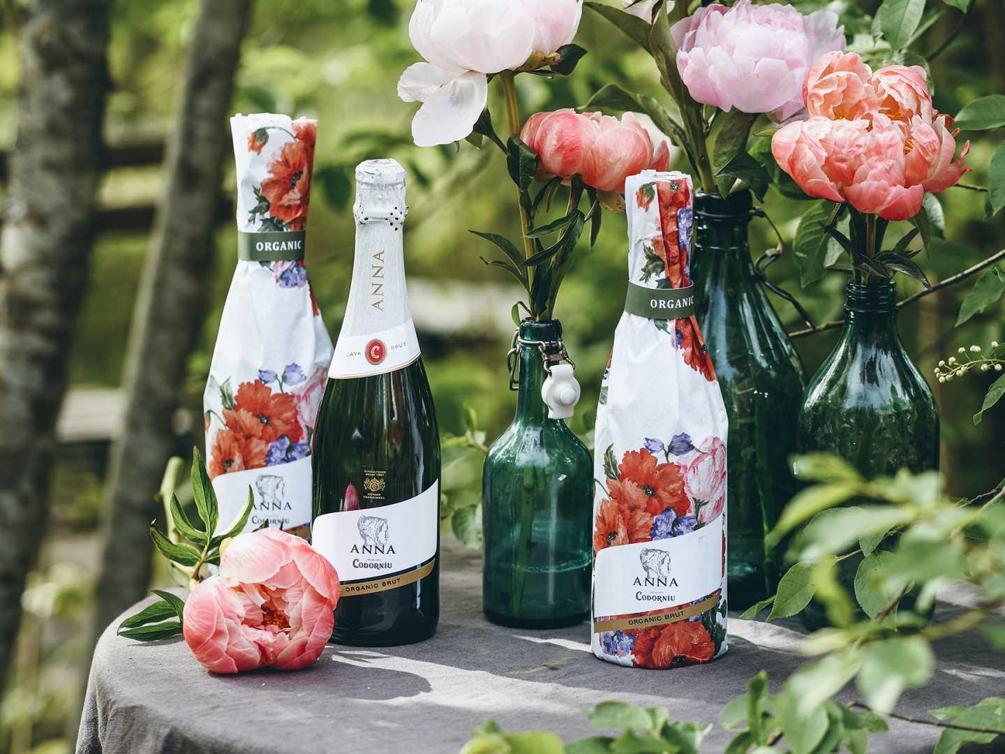 anna de codorniu cava kukkakääreessä