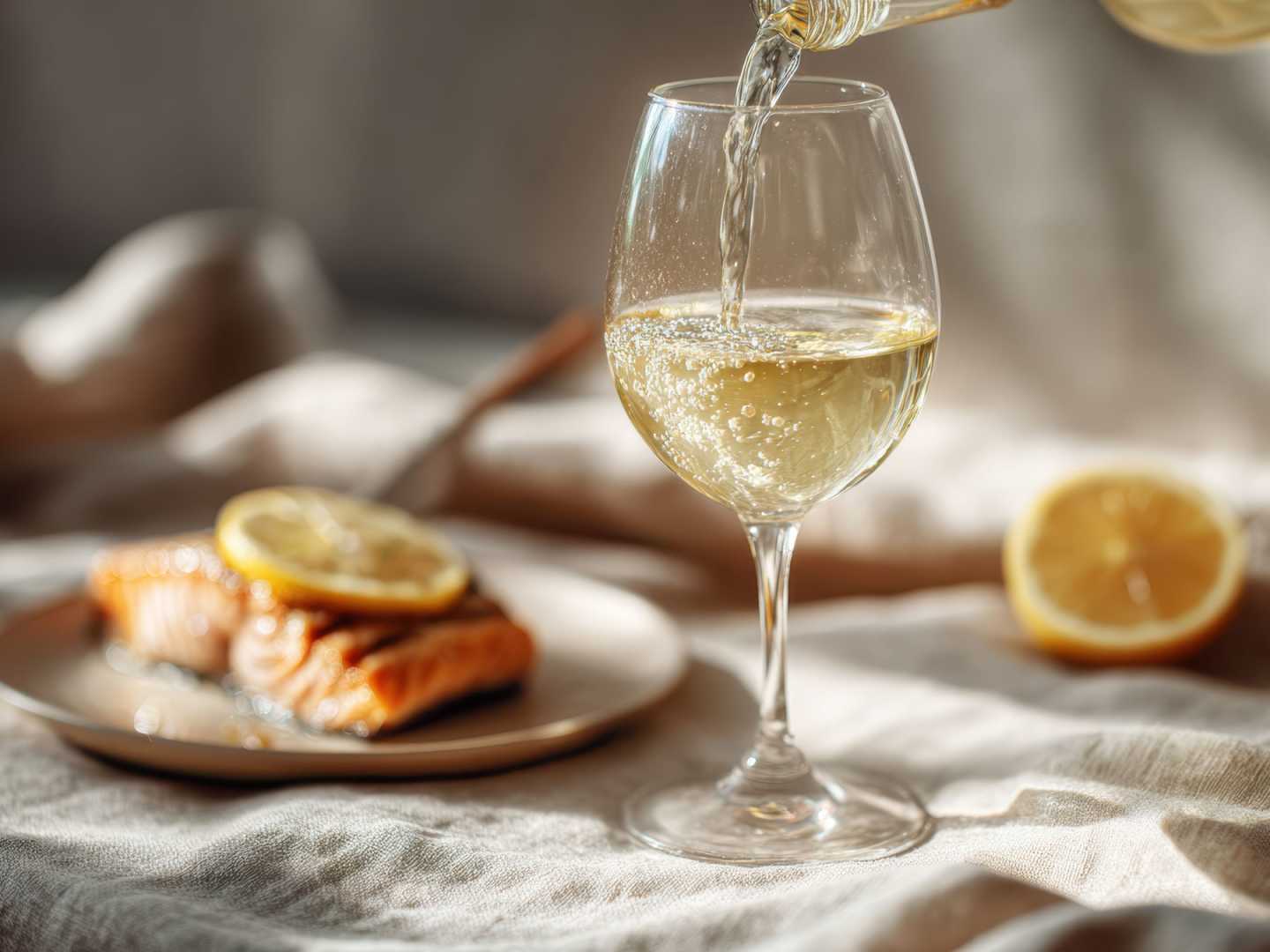 Ett glas vitt vin till lax.