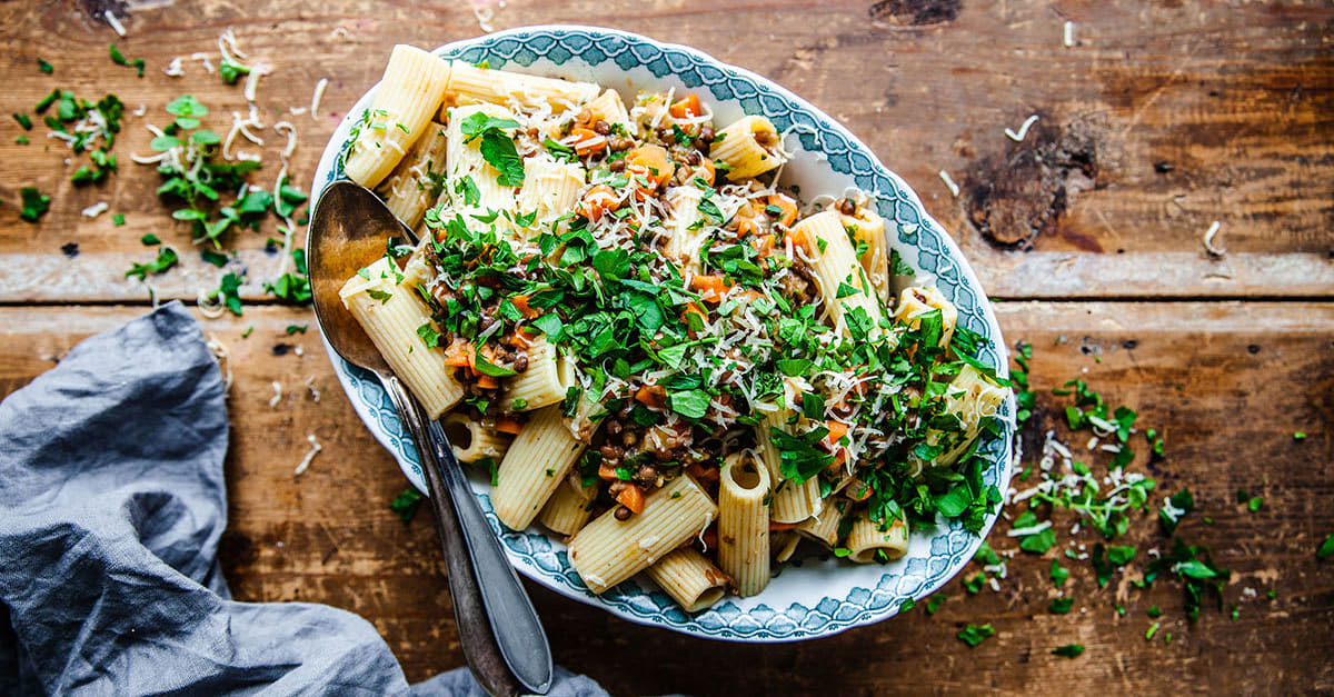 Lättlagad Italiensk Pasta Lenticchie Med Gröna Linser Folkofolk 