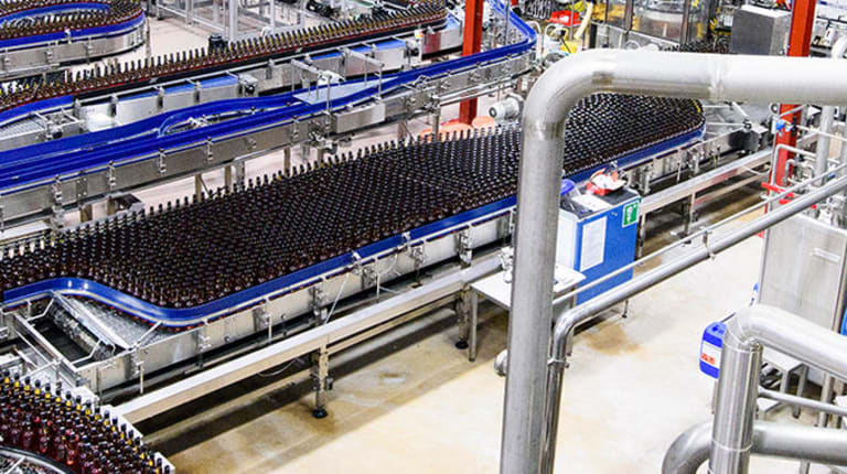 Bottling line in Rajamäki beverage plant. Together we'll find a most convenient solution in bottling for customer needs.
