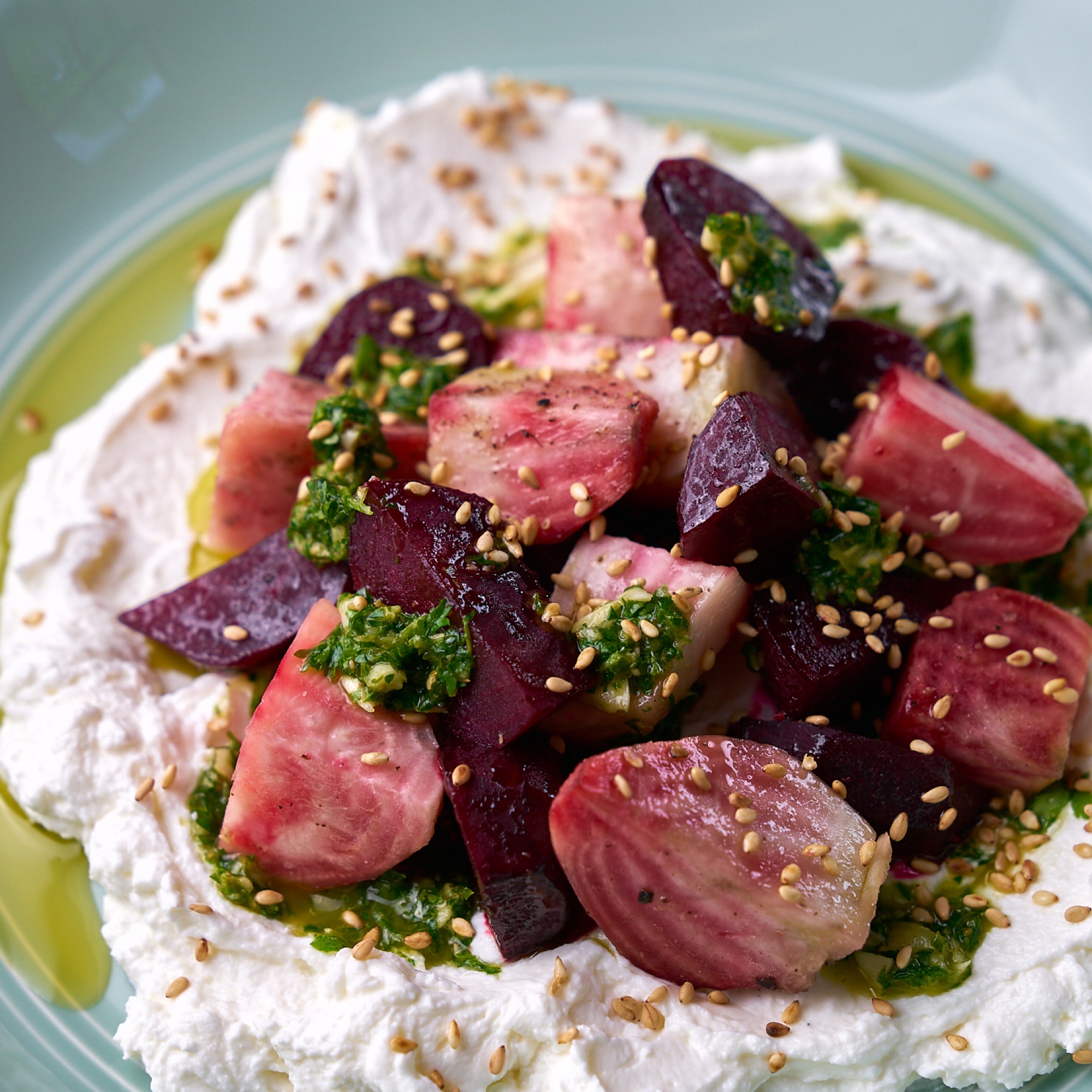 Steamed Beets with Herb Sauce and Labneh | Combi Steam Oven Recipes