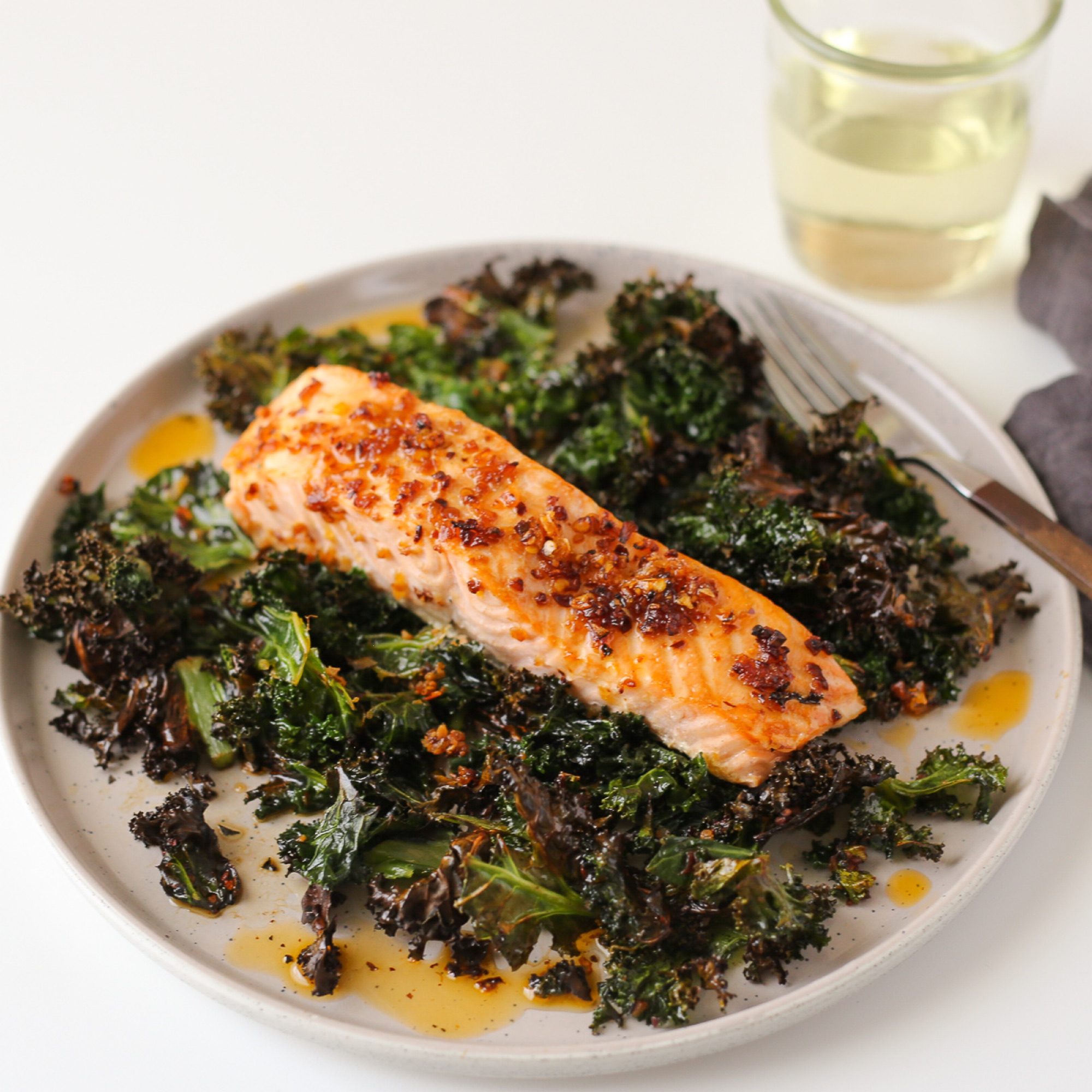 Chili Crisp Sheet Pan Salmon with Kale Combi Steam Oven Recipes