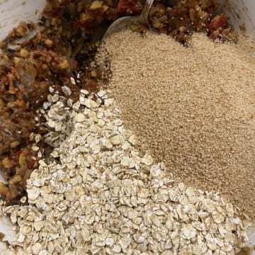 Mix in Oats & Bread Crumbs