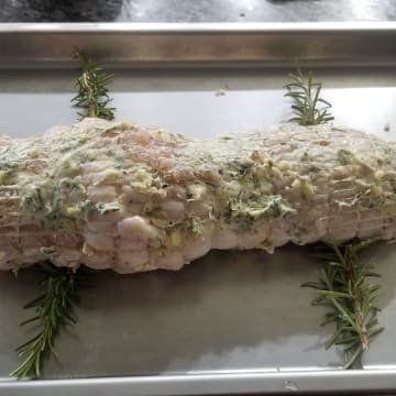 Rub Garlic Herb Butter on Turkey 