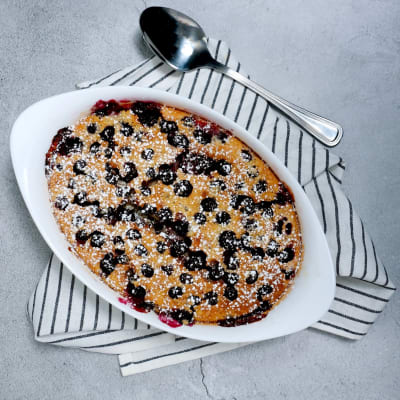 Steam-Baked Mixed Berry Clafoutis