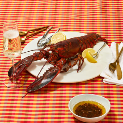 Steamed Lobsters with Herbed Browned Butter