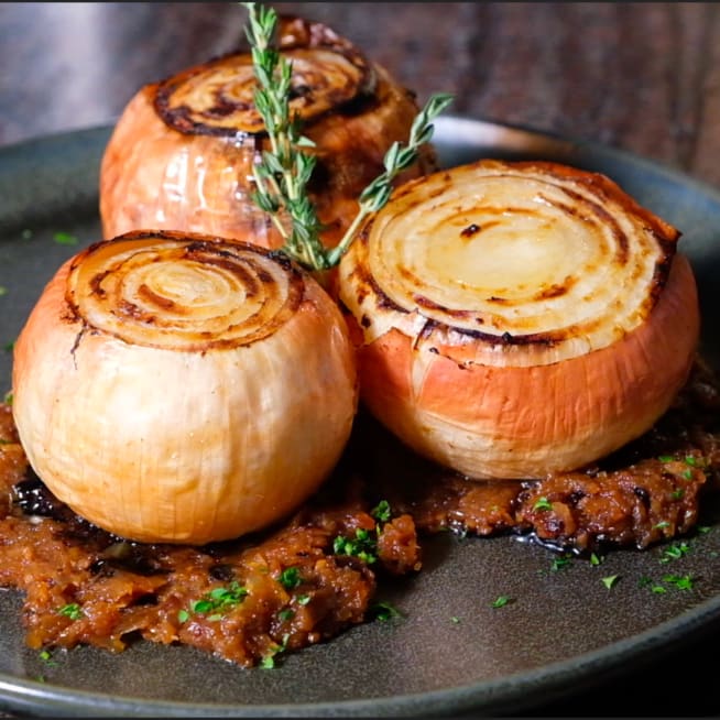 Sous Vide Whole Roasted Onions with Bacon Onion Jam Anova Precision