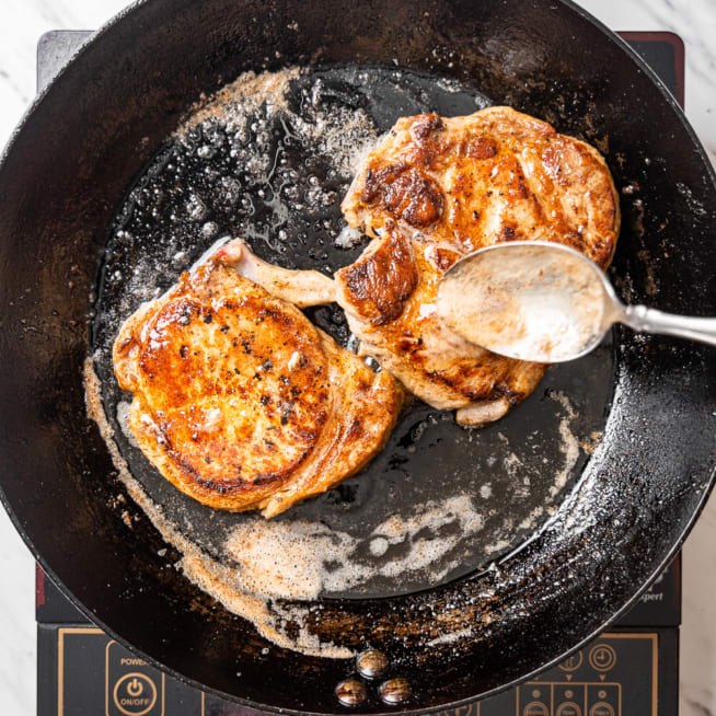 Orange and Fennel Brined Pork Chops with Compressed Pineapple Salsa