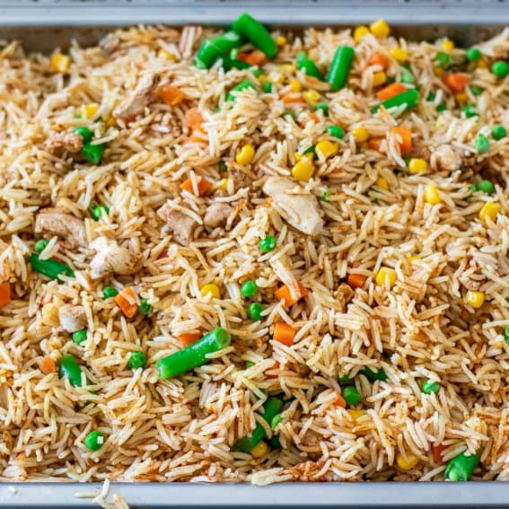 One Pan Steamed Rice and Chicken