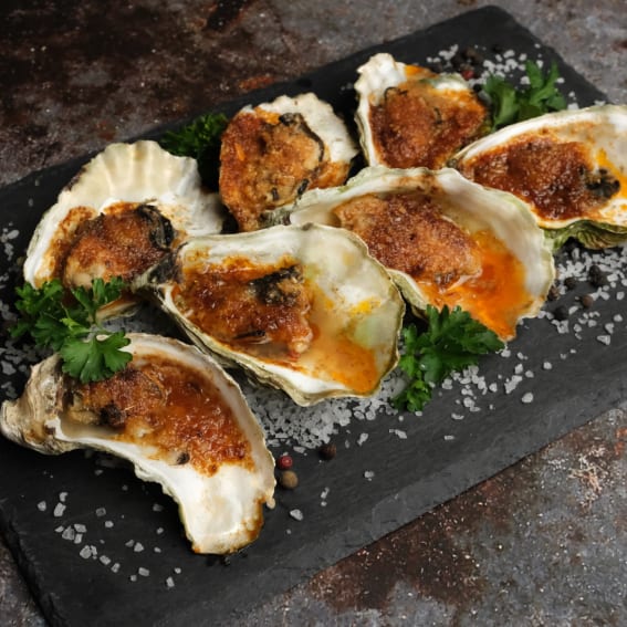 Cajun Broiled Oysters with Brown Sugar Bourbon Butter