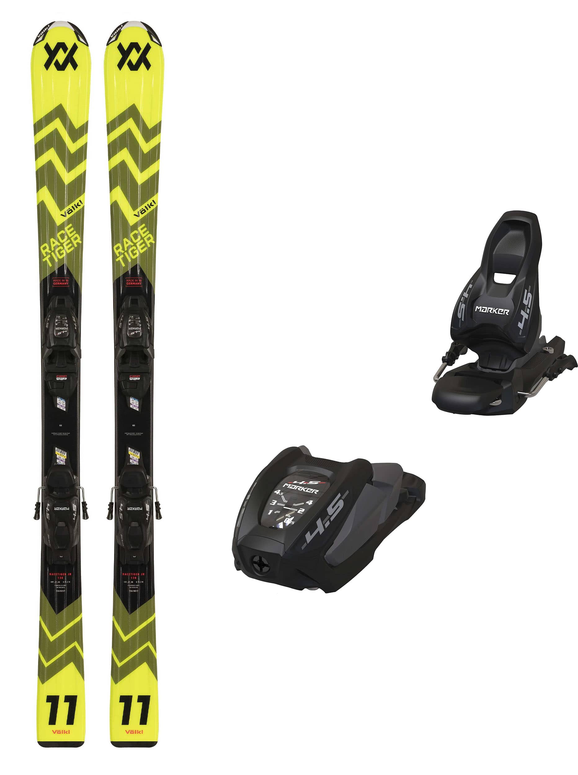 Narty dziecięce VÖLKL RACETIGER JR + wiązanie MARKET FDT 4.5 z GRIP WALK