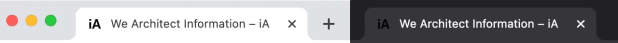 Dos pestañas abiertas una en modo oscuro y otra en modo claro. El favicon se lee iA en negro lo cual dificulta su visión en el modo oscuro.