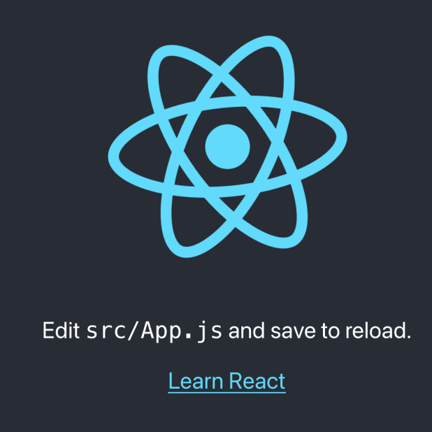 Captura de pantalla de lo que se ve al ejecutar una aplicación creada con Create React App