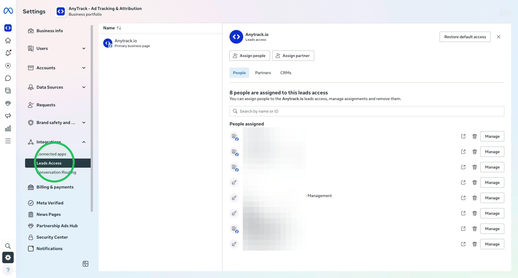 Navigate to Business Settings