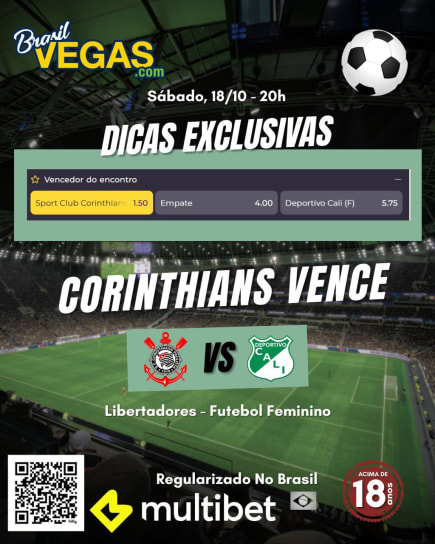 Dica de Aposta Corinthians x Deportivo Cali – Palpite Libertadores Feminina 18/10