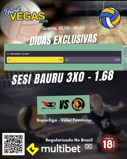 Dica de Aposta Sesi Bauru x Sorocaba – Palpite Superliga Vôlei Feminino 22/10