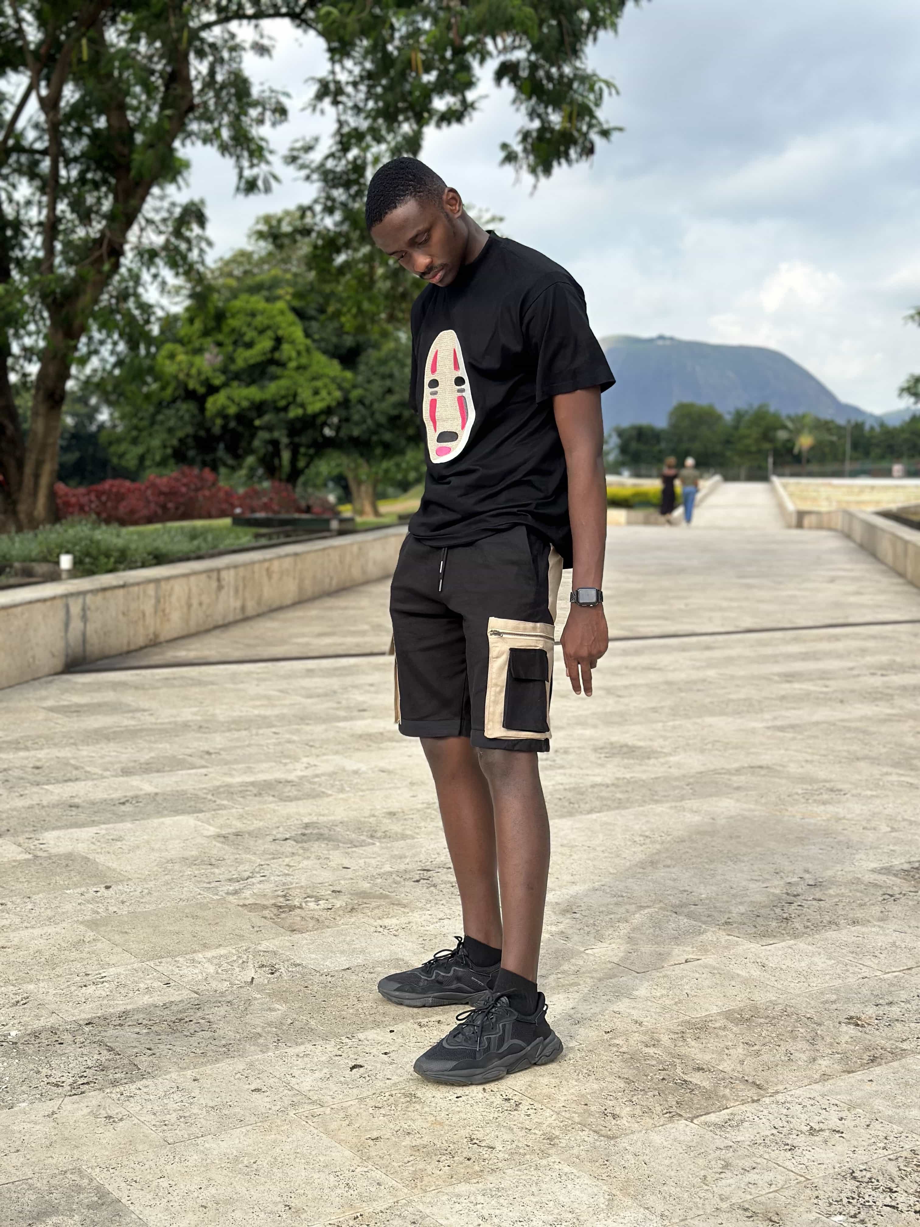 Multicoloured utility shorts - Black
