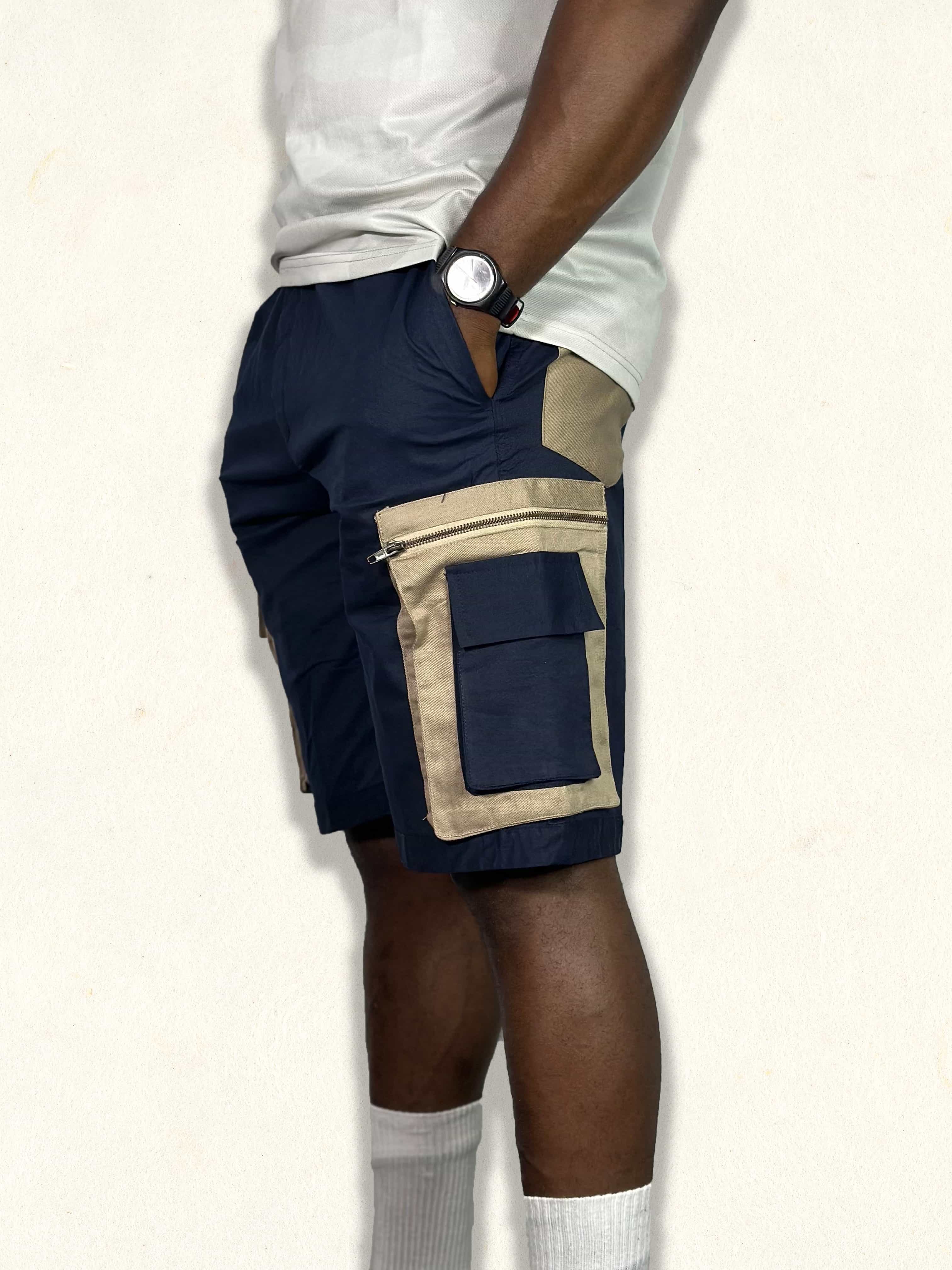 Multicoloured utility shorts - Blue