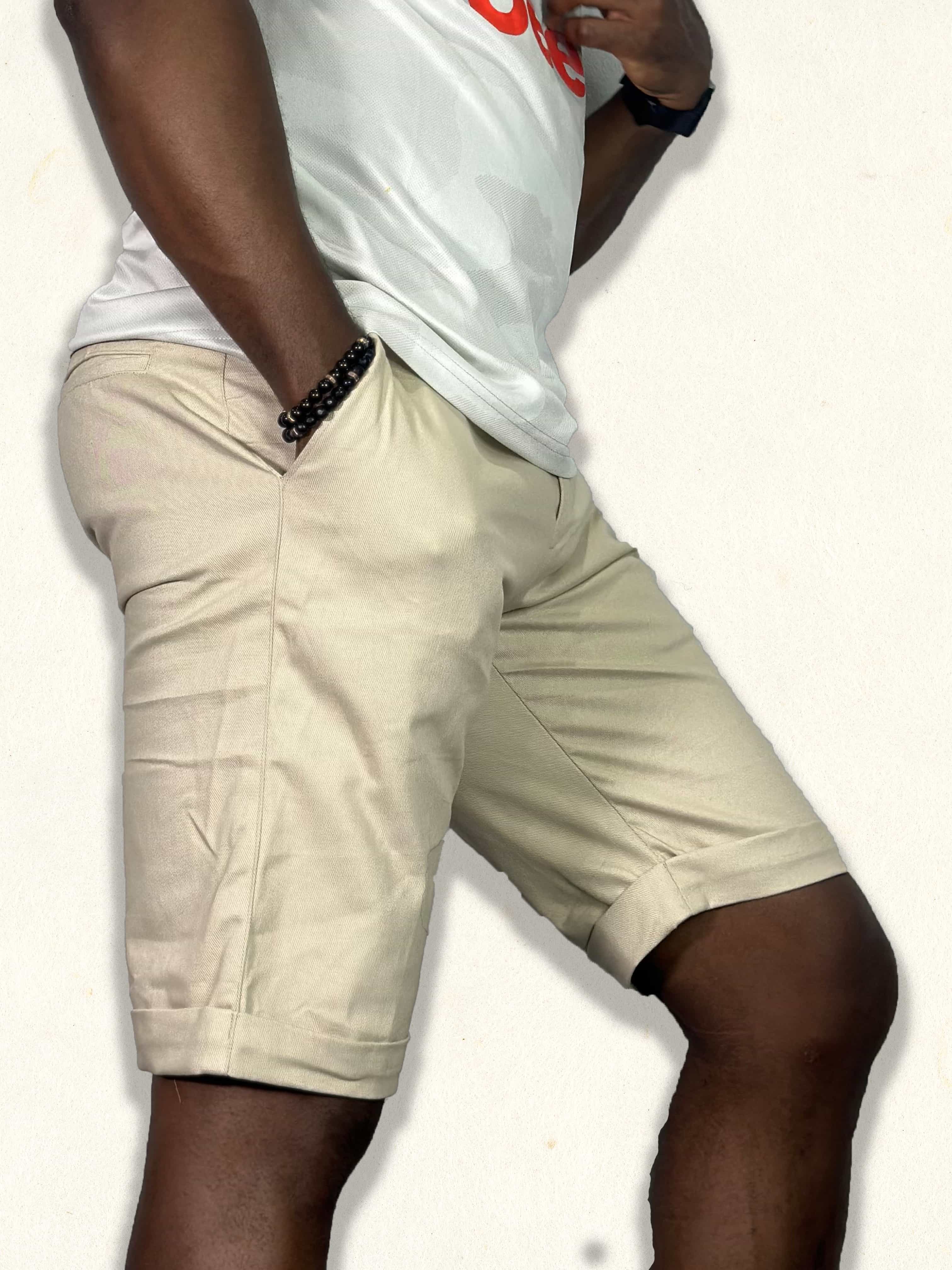 Plain turn up shorts