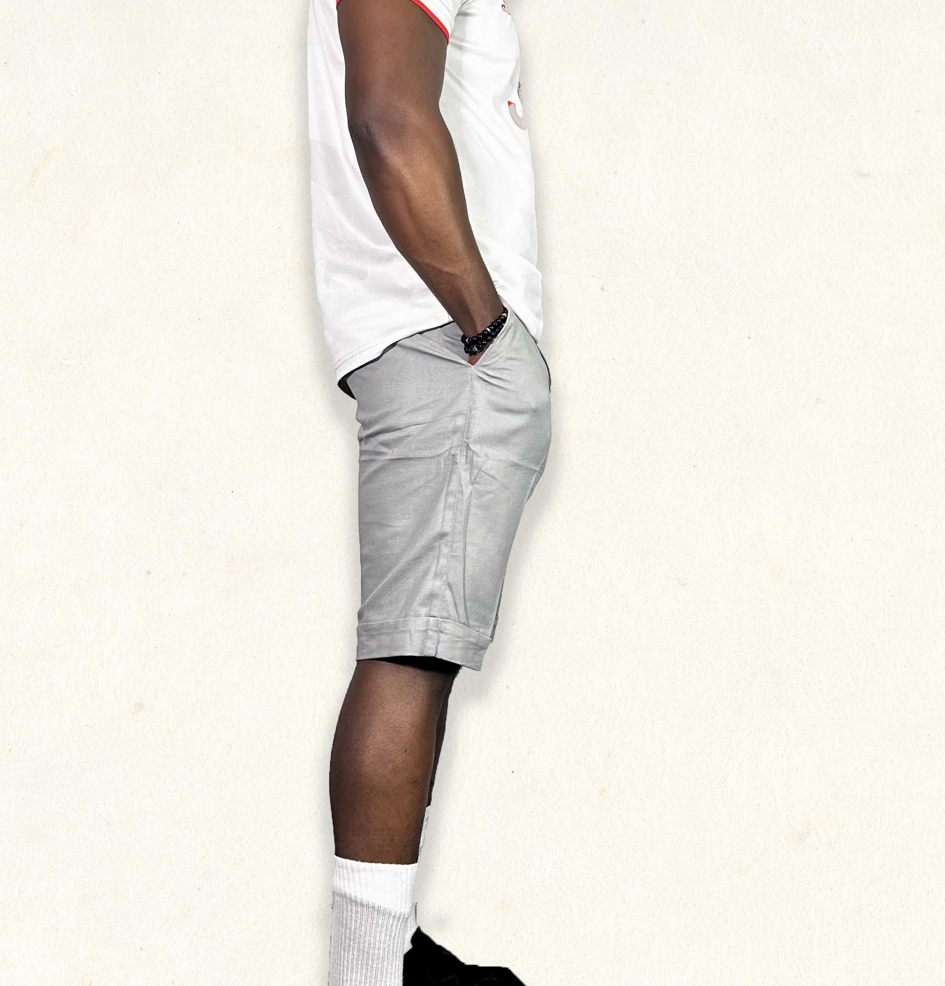 Plain turn up shorts - Grey