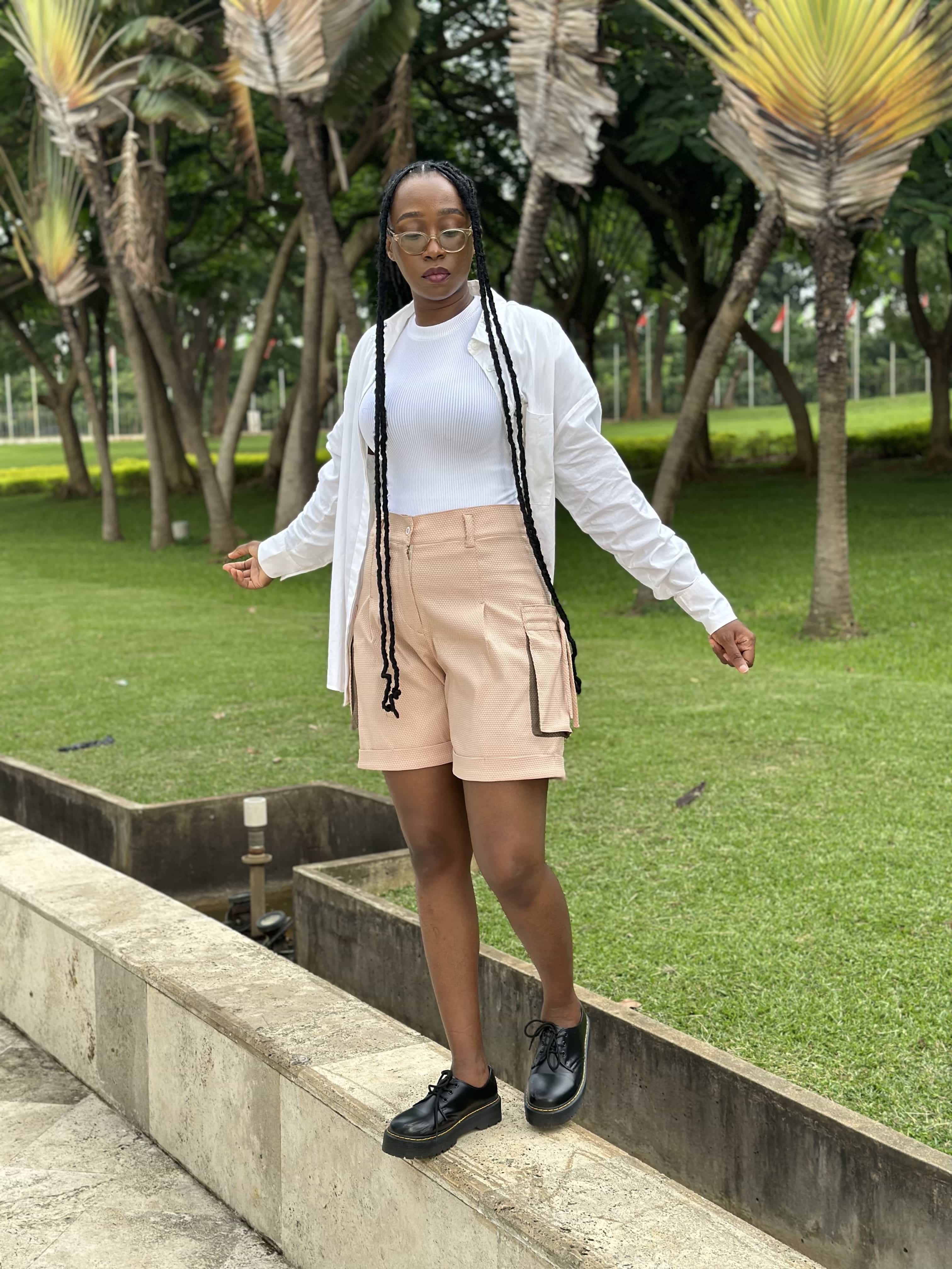 Cargo drawstring shorts - Misty Rose