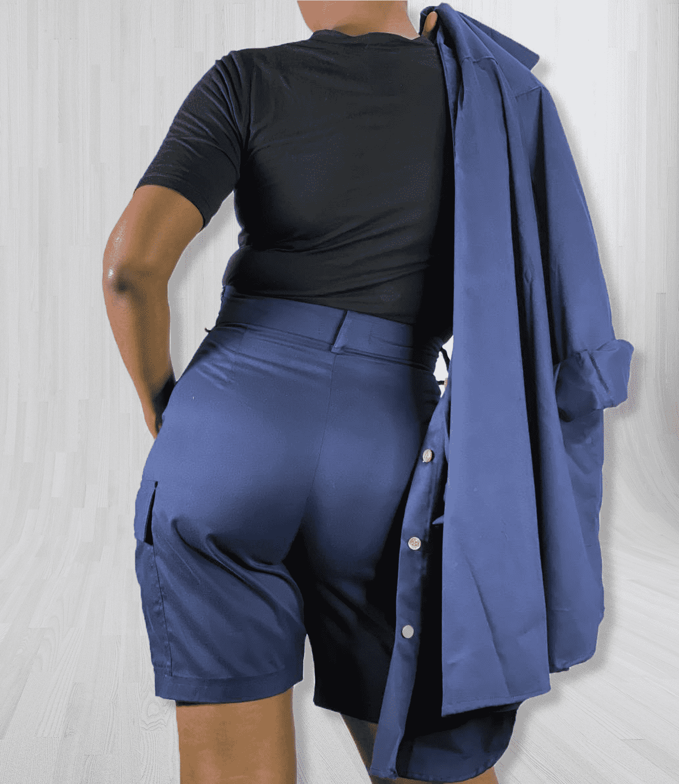 Oversize top and utility short combo - Blue