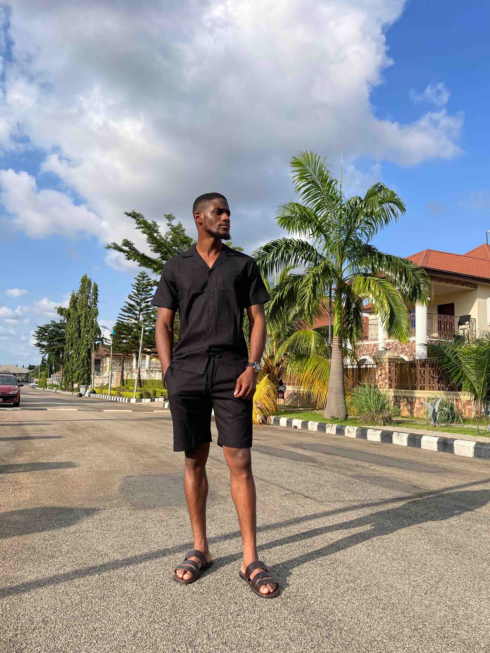 Linen short + shirt piece - Black