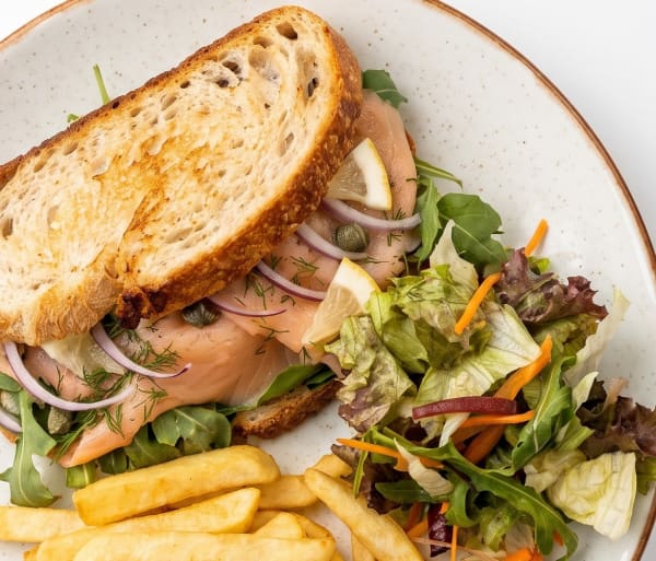 Smoked salmon sourdough at Apri