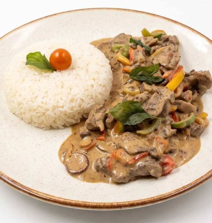 Beef stroganoff at Apri