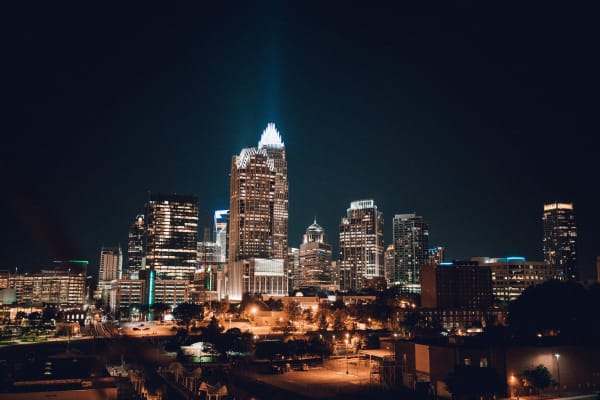 Charlotte, NC skyline at night