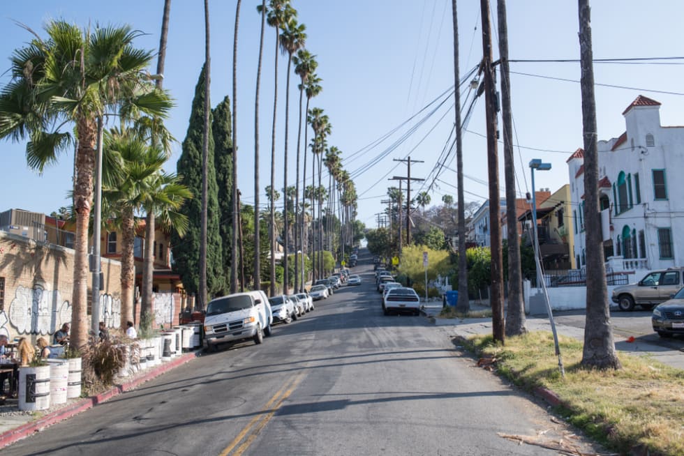 Residential part of Silverlake, a neighborhood in Los Angeles. Los Angeles is the second largest city in the United States by population.