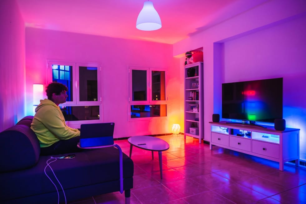 colorful apartment lights