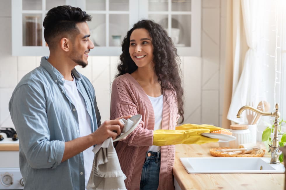  Couple Sharing Domestic Chores