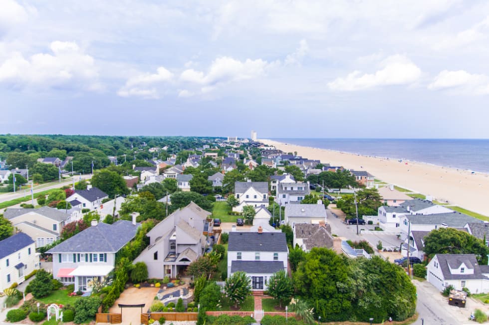  View of Virginia Beach Homes and Beach from the Sky