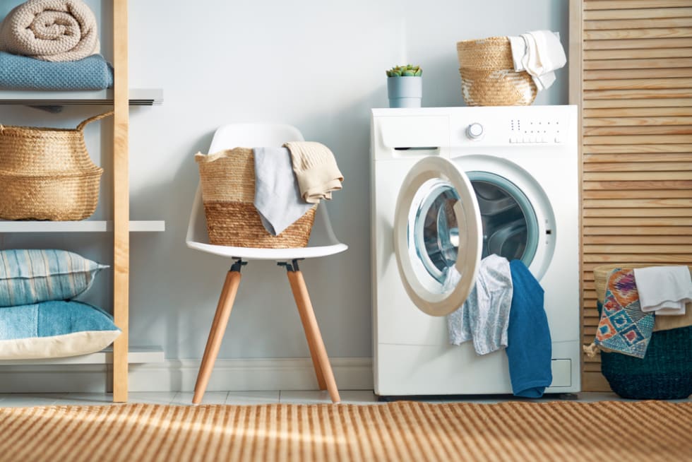 laundry room with chair