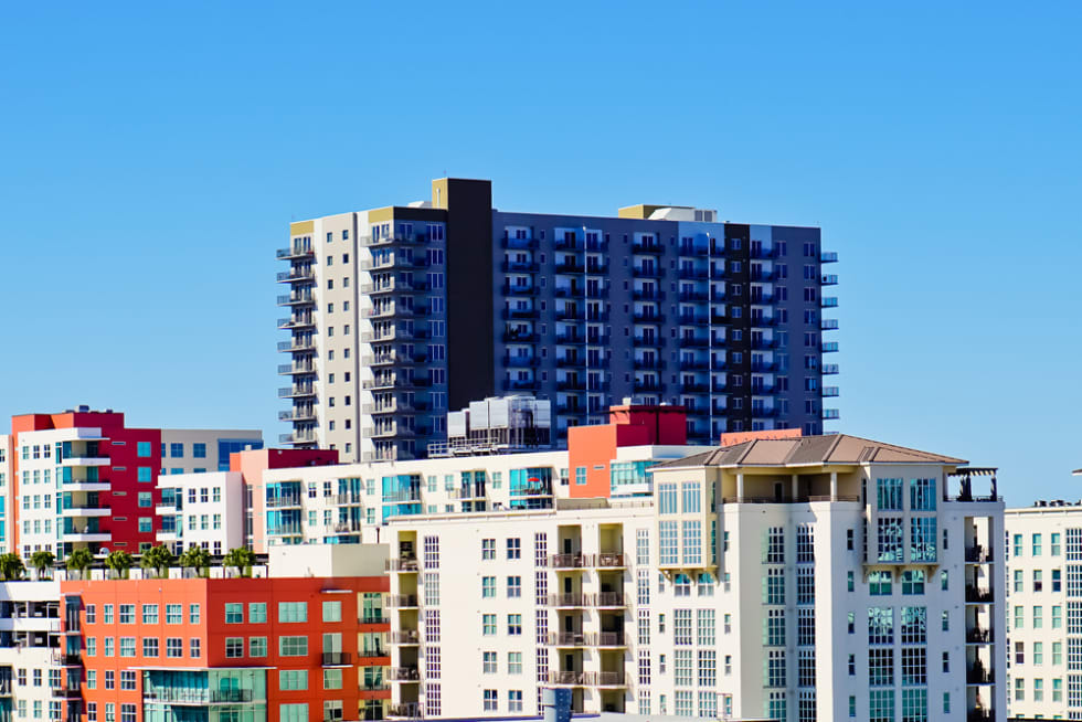  Colorful Apartment buildings in Tampa bay Florida USA