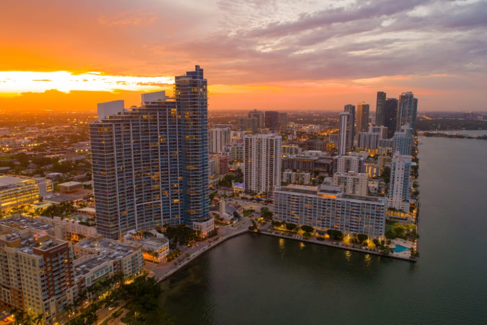 Edgewater, Miami FL at sunset