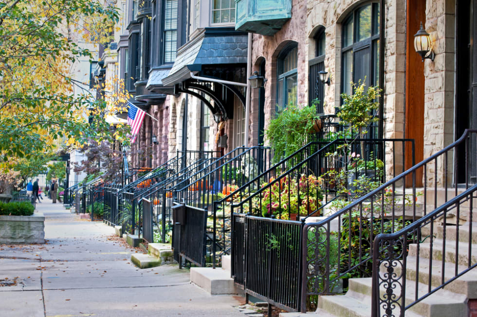 Urban Autumn Autumn on a residential street in the city of Chicago.