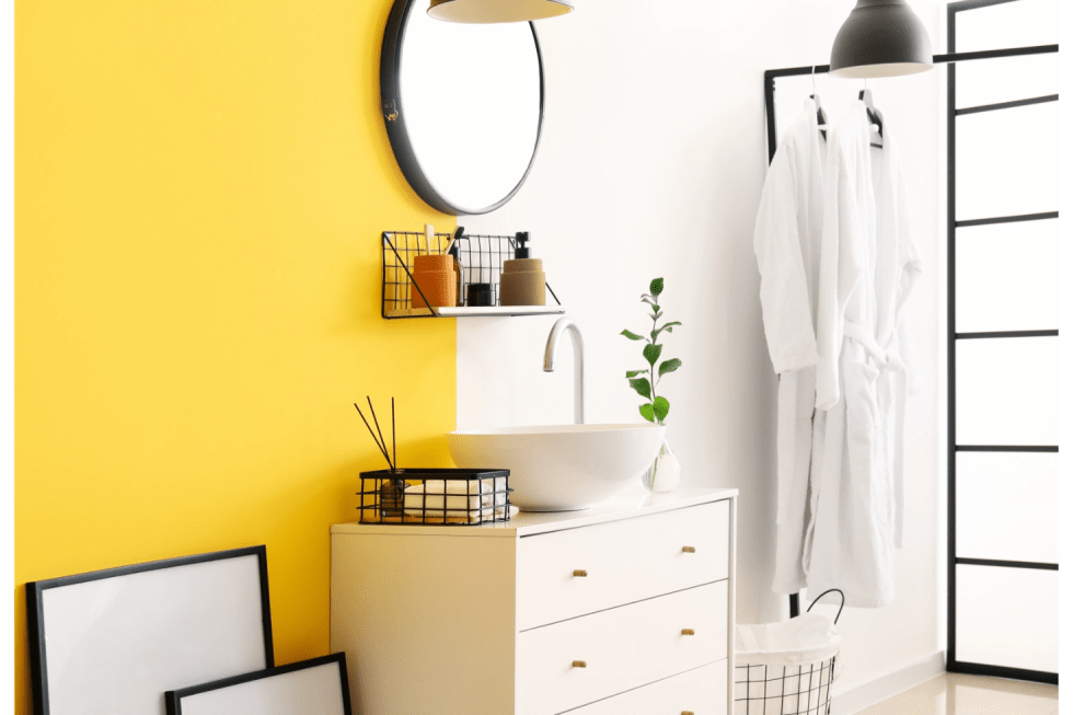 colorful bathroom in apartment