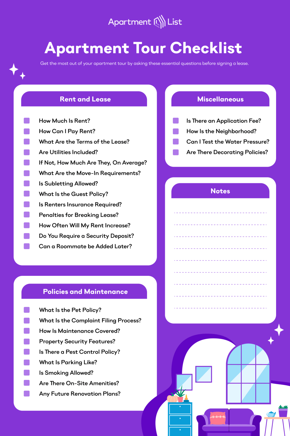 apartment tour checklist pdf