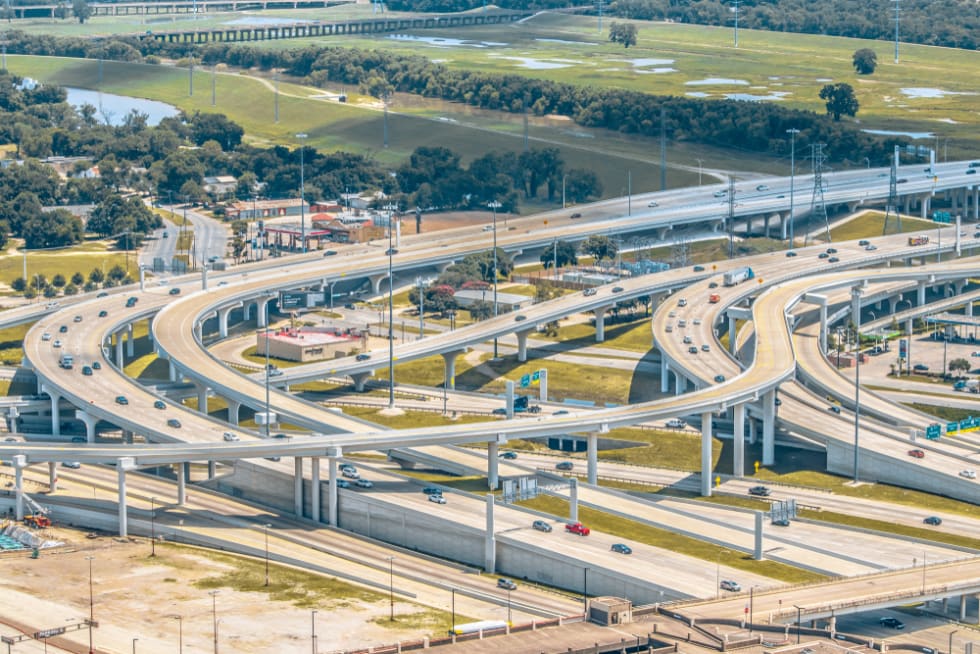 The High Five Interchange is located at the junction of the Lyndon B. Johnson Freeway and the Central Expressway.