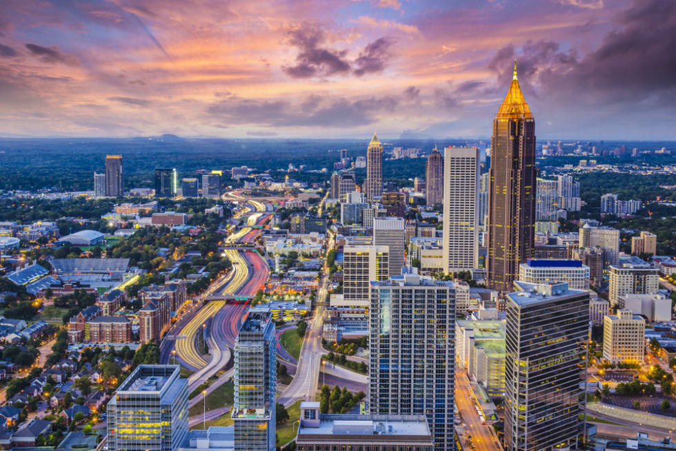  Atlanta, Georgia downtown aerial view.