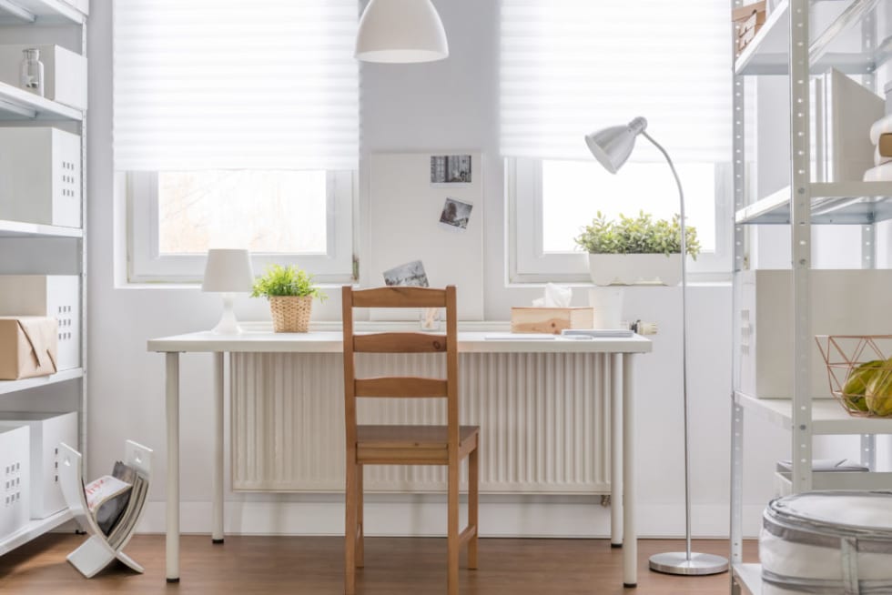 home office with natural light