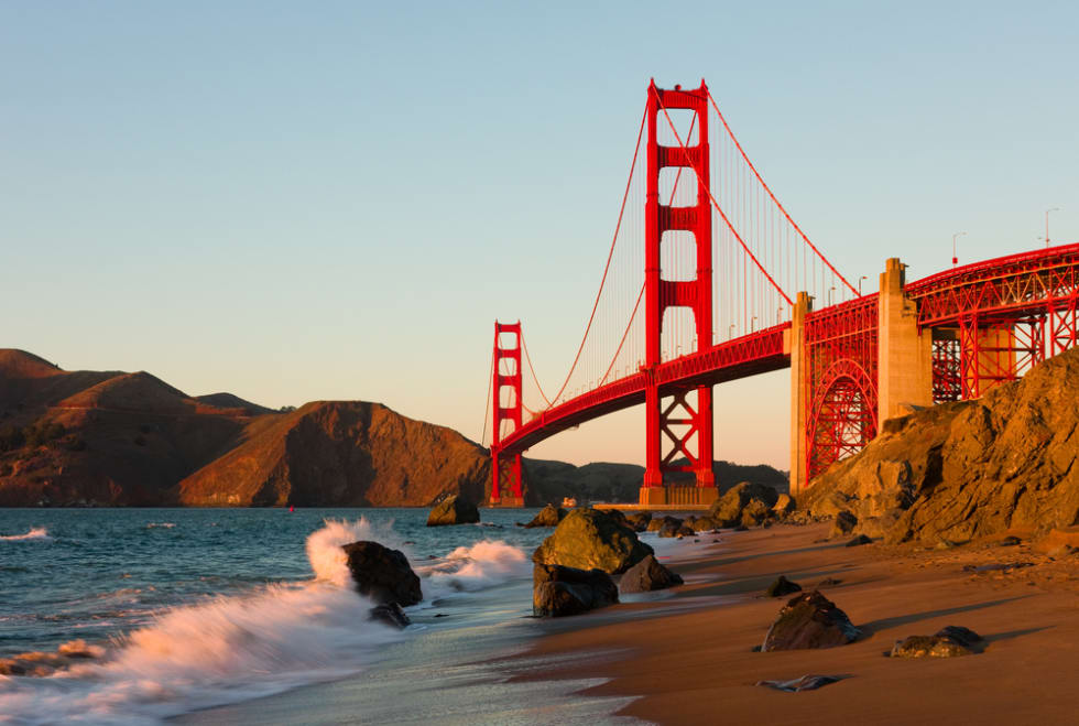 Golden Gate Bridge in San Francisco at sunset