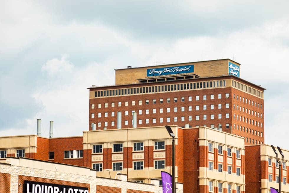 Henry Ford Hospital at the Western Edge of the New Center Area in Detroit, Michigan, USA.