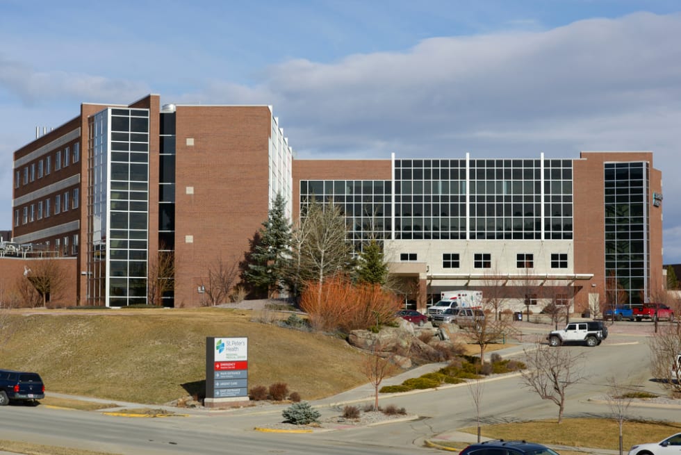 The exterior of St. Peter's Hospital Health Care Facility. A medical building in the city of Helena to care and treat patients all around Montana.