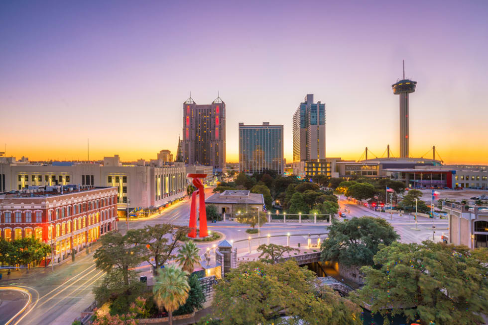  Top view of downtown San Antonio in Texas USA